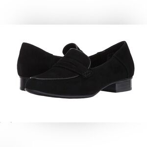 Clark's black suede loafers